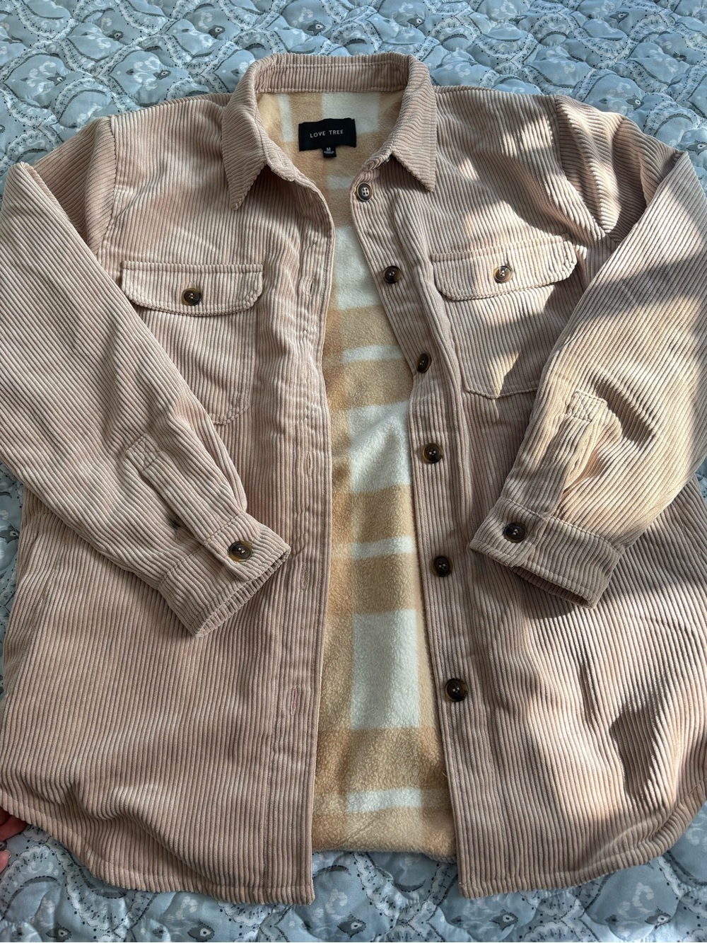 Love Tree Beige Taupe Corduroy Shacket